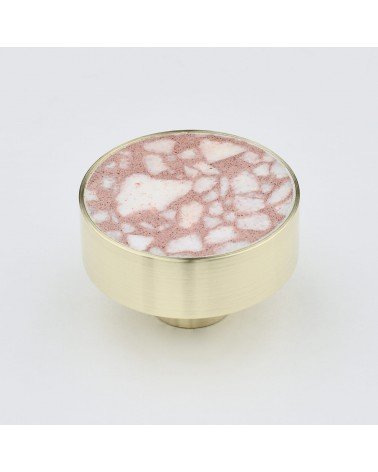 Bouton de meuble en laiton et Pink Terrazzo poignée design modèle large