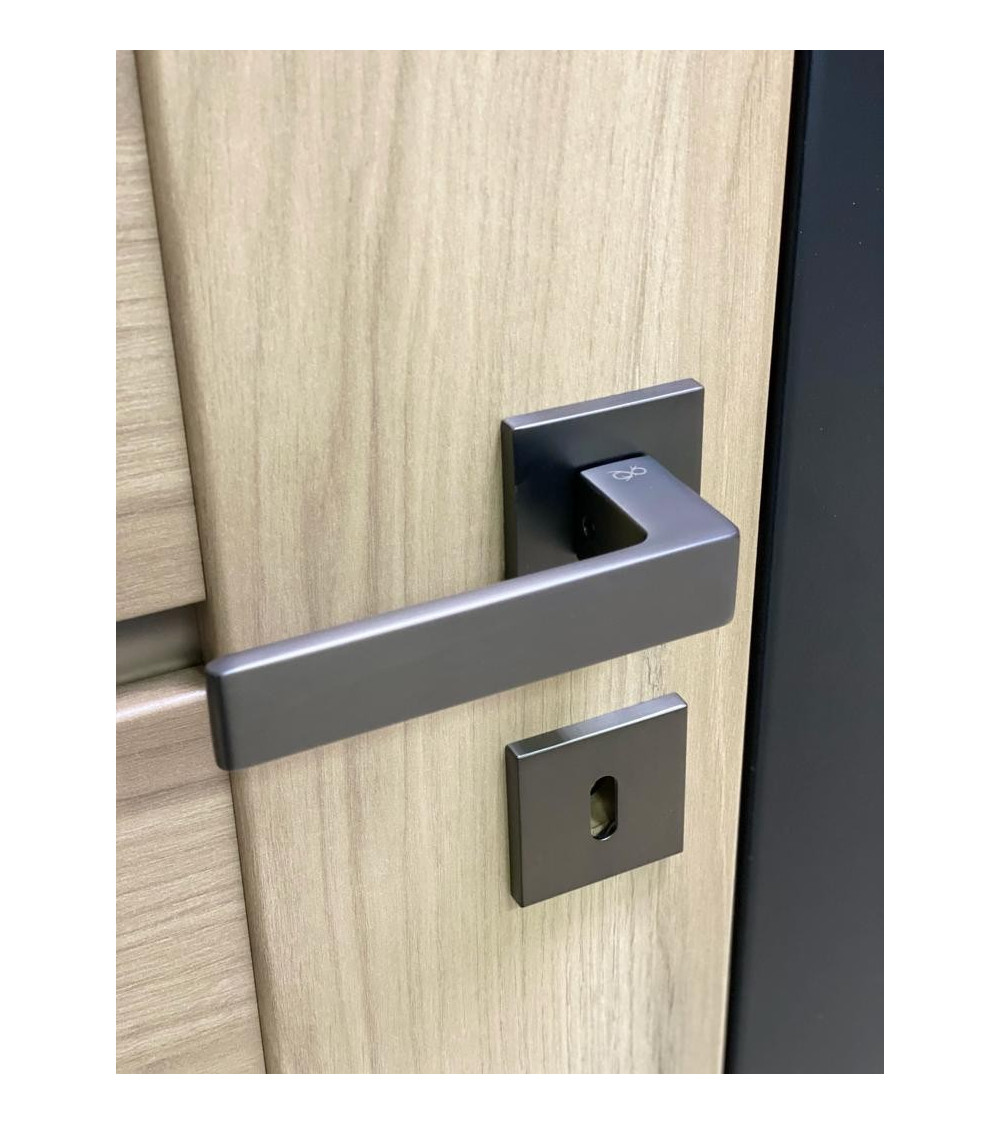 modern door handle in gunmetal finish for a top result with an industrial-style interior