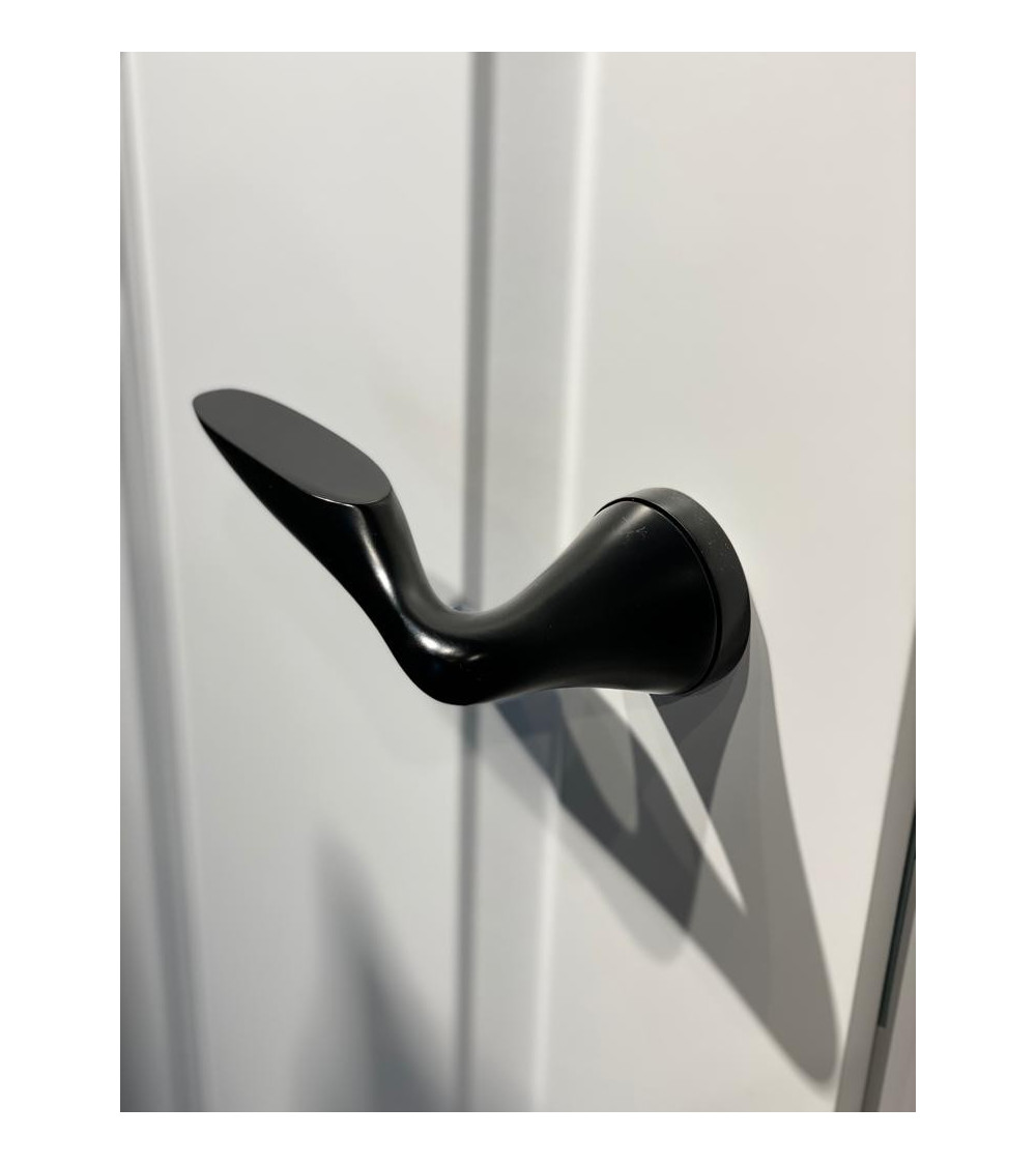 a white door with its matte black door handle