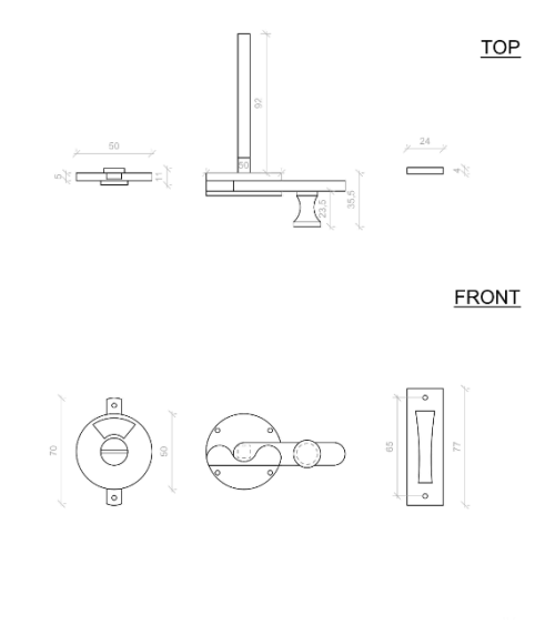 copy of Targette de porte WC Rétro Crochet -  poignée design