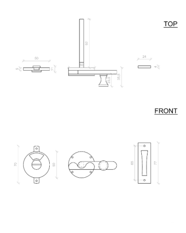 copy of Targette de porte WC Rétro Crochet -  poignée design