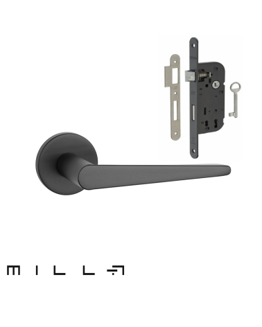 Poignée de porte noire et une serrure clef de chambre noire