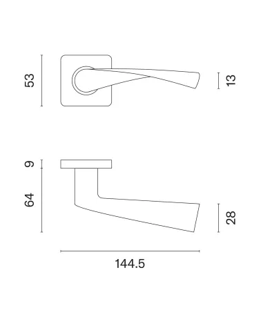 Poignée de porte contemporaine KVADRAT 1708 aves dimensions