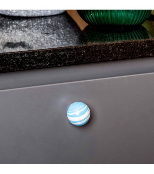 Bouton de meuble en bois de Hêtre Bleu Azur -  poignée design