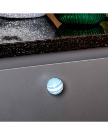 Bouton de meuble en bois de Hêtre Bleu Azur -  poignée design