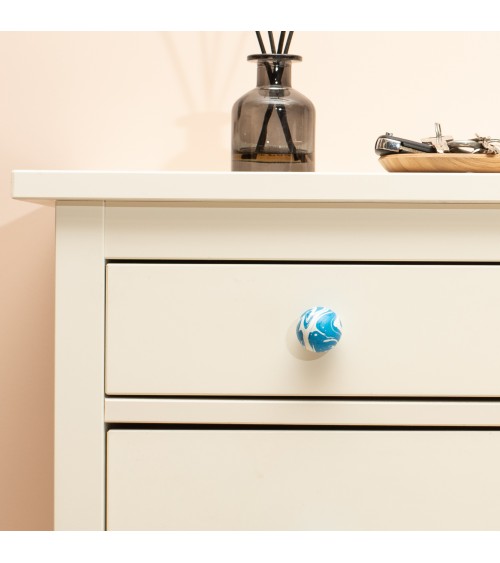 Bouton de meuble en bois de Hêtre Bleu Azur -  poignée design