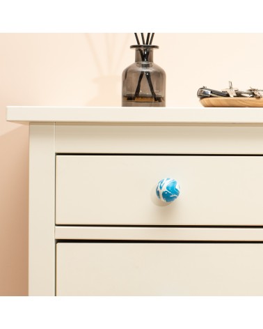 Bouton de meuble en bois de Hêtre Bleu Azur -  poignée design