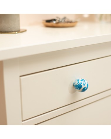 Bouton de meuble en bois de Hêtre Bleu Azur -  poignée design