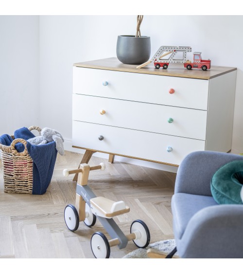 Bouton de meuble en bois de Hêtre Bleu Azur -  poignée design