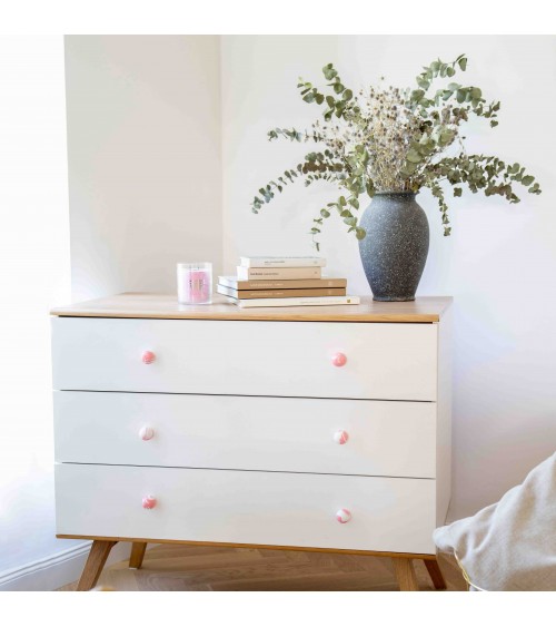 Bouton de meuble en bois de Hêtre Rose -  poignée design