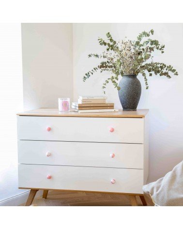 Bouton de meuble en bois de Hêtre Rose -  poignée design