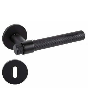 Poignée de porte noire GHOST poignée design avec rosace à clé L