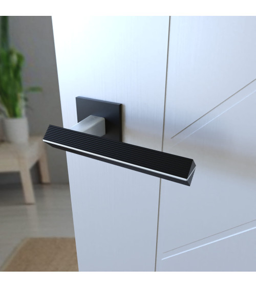Poignée de porte bicolore chrome brossé/noire CARRERA poignée design