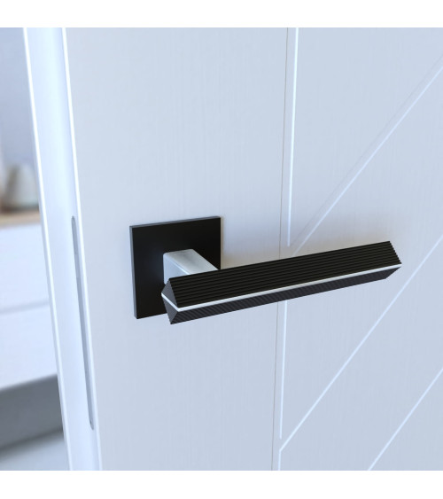 Poignée de porte bicolore chrome brossé/noire CARRERA poignée design