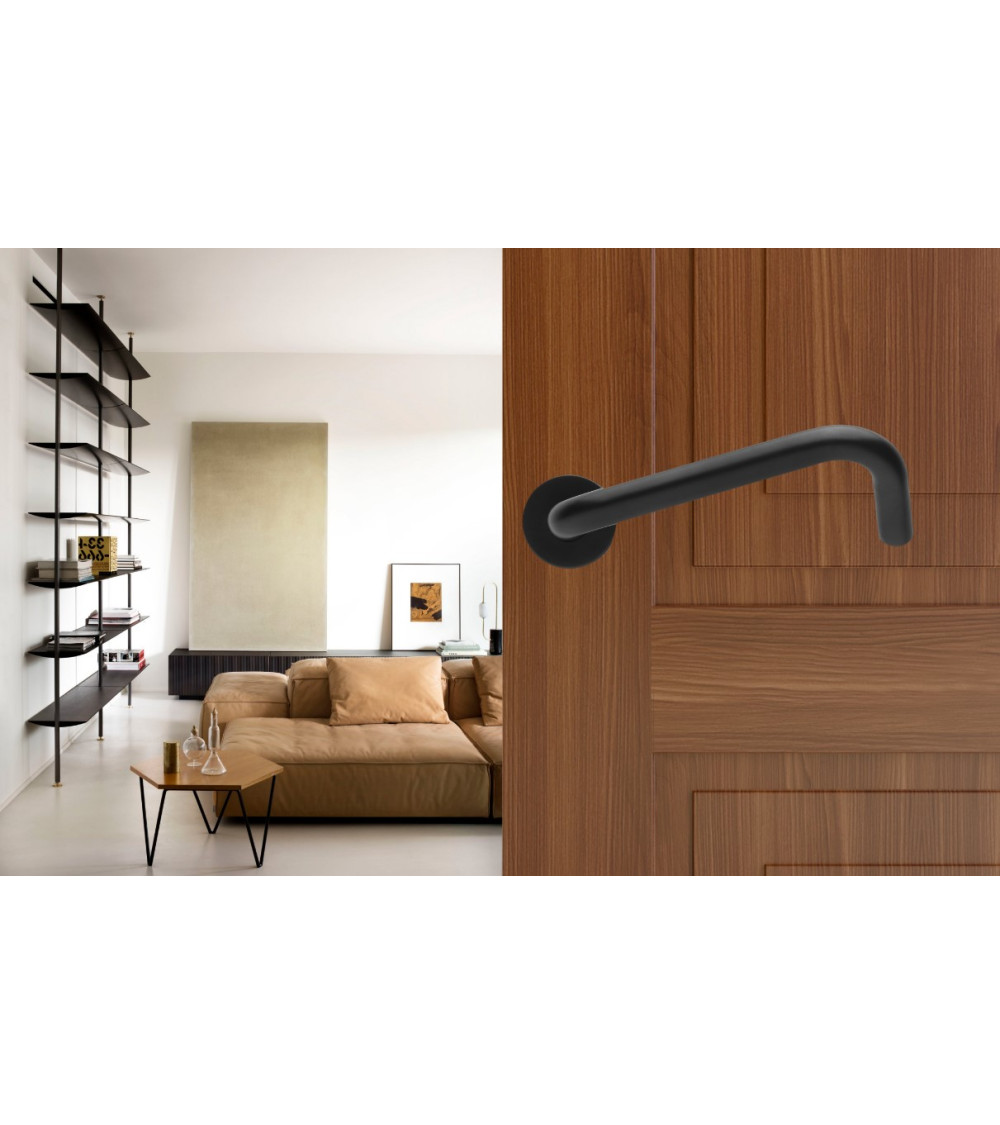 Poignées de Porte PMR Haut de Gamme en Inox Italien de couleur Noir - model NoHand -  poignée design