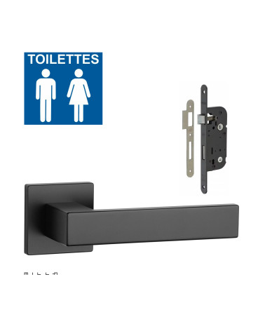 Set poignée de porte blanche PINA avec la serrure WC blanche sur fond blanc