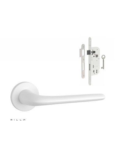 Set poignée de porte blanche AZALIA avec la serrure Clef de Chambre blanche sur fond blanc