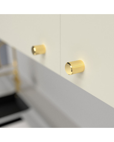 Bouton de meuble or poli AVANTI poignée design fixé sur un meuble