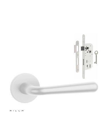 Set poignée de porte blanche IRGA avec la serrure Clef de Chambre blanche sur fond blanc