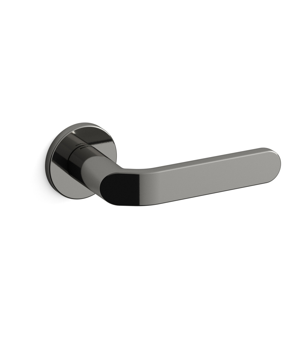 classic round plate door handle in black pearl finish