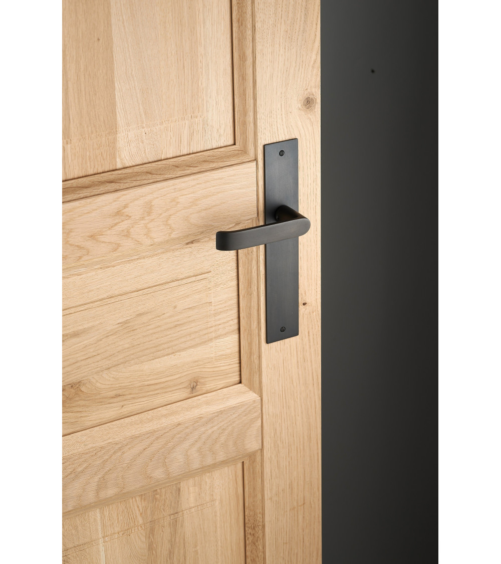 Poignée de porte contemporaine sur plaque Laiton - MADE IN FRANCE -  poignée design
