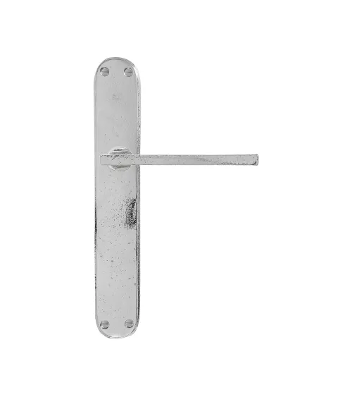 Poignée De Porte Mortaise En Bronze Contemporain – Insert Cuir De Vache Noir – Pushka