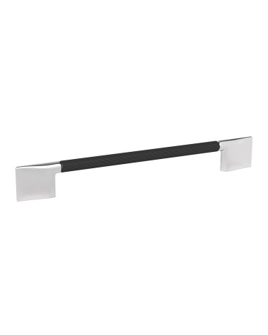 Poignée de meuble anode noire/chrome brillant REMO striée poignée design