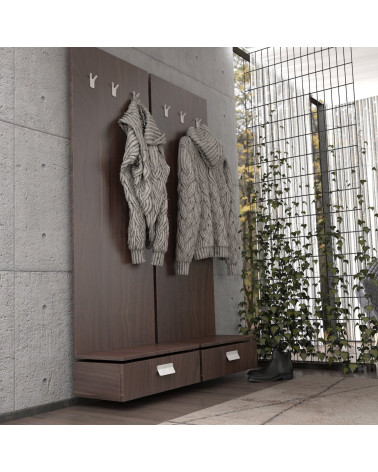 Poignée de meuble blanche SEA poignée design montée sur tiroir en bois foncé