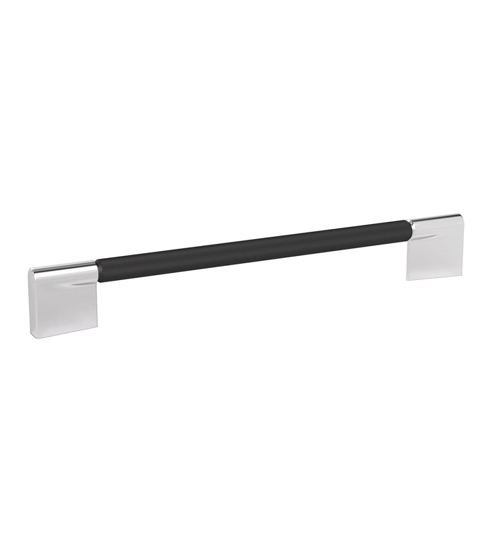 Poignée de meuble anode noire/chrome brillant TIARA striée poignée design