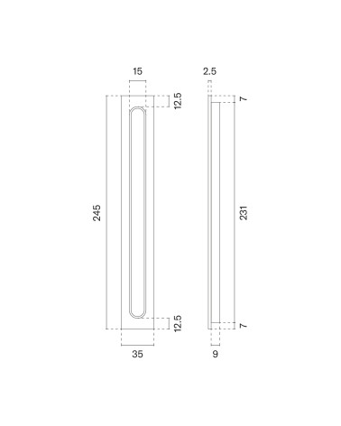 Poignée de porte coulissante APRILE HD 239 avec dimensions
