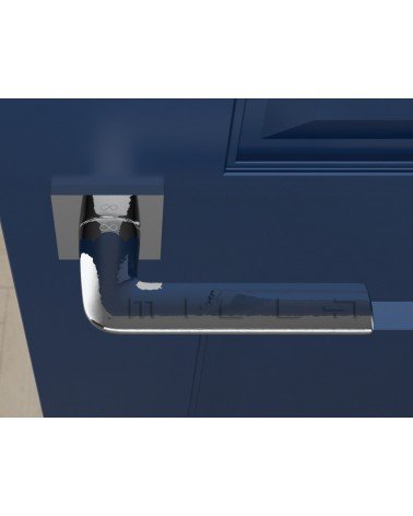 Poignée de porte en zamak STINGER poignée design couleur 4 vue de haut montée sur une porte