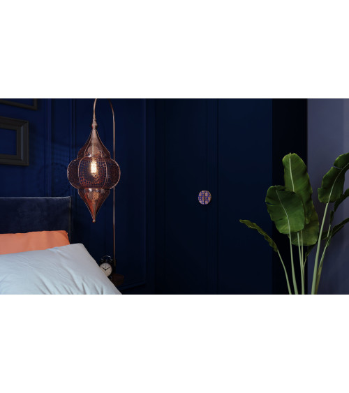 Poignée de Meuble en chêne émaillée semi-circulaire bleu