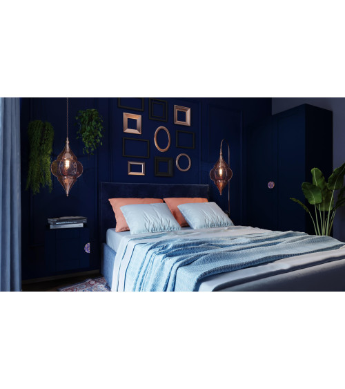 Poignée de Meuble en chêne émaillée semi-circulaire bleu