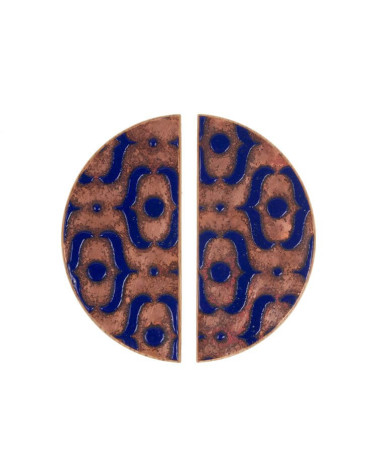Poignée de Meuble en chêne émaillée semi-circulaire bleu