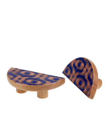 Poignée de Meuble en chêne émaillée semi-circulaire bleu