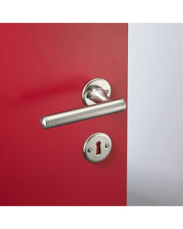 Ensemble poignée de porte arrondie en laiton sur rosace ronde