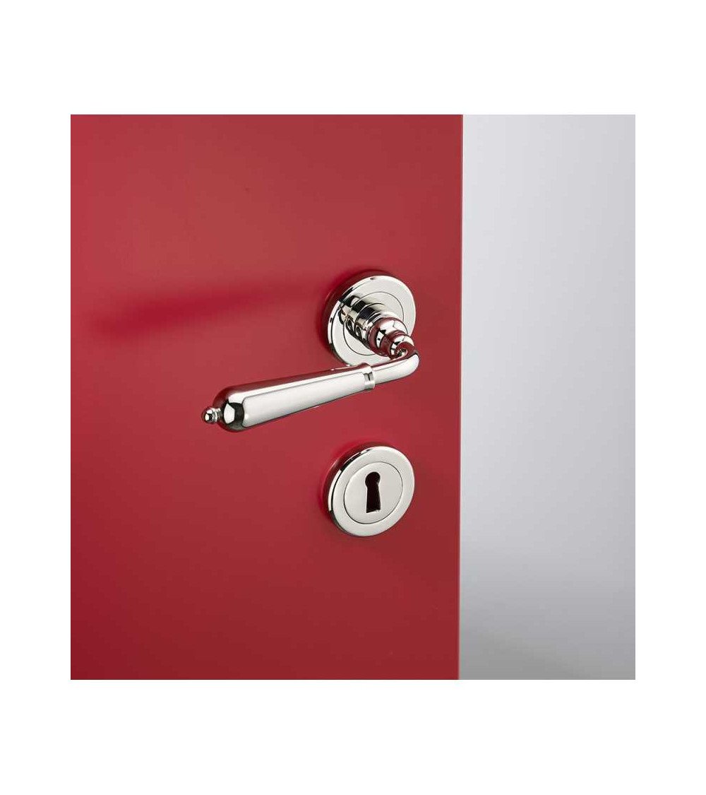 Ensemble béquille de porte moderne en laiton sur rosace ronde