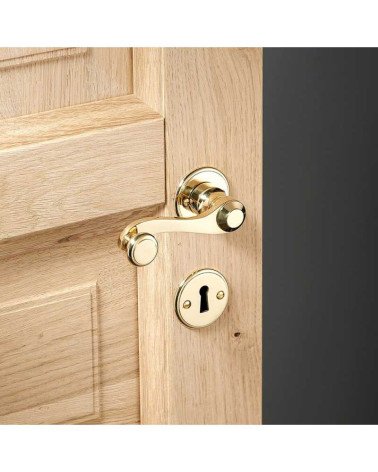 Ensemble béquille de porte manivelle en laiton sur rosace ronde
