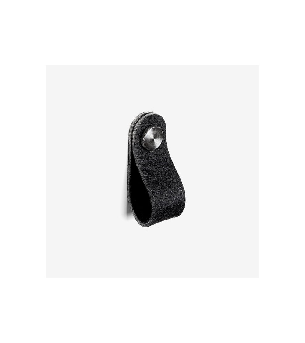 Bouton de meuble en cuir d'ananas pinatex Noire/Acier