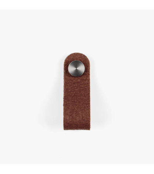 Bouton de meuble en cuir d'ananas pinatex couleur Brun/Chrome
