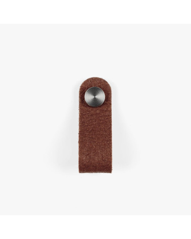 Bouton de meuble en cuir d'ananas pinatex couleur Brun/Chrome