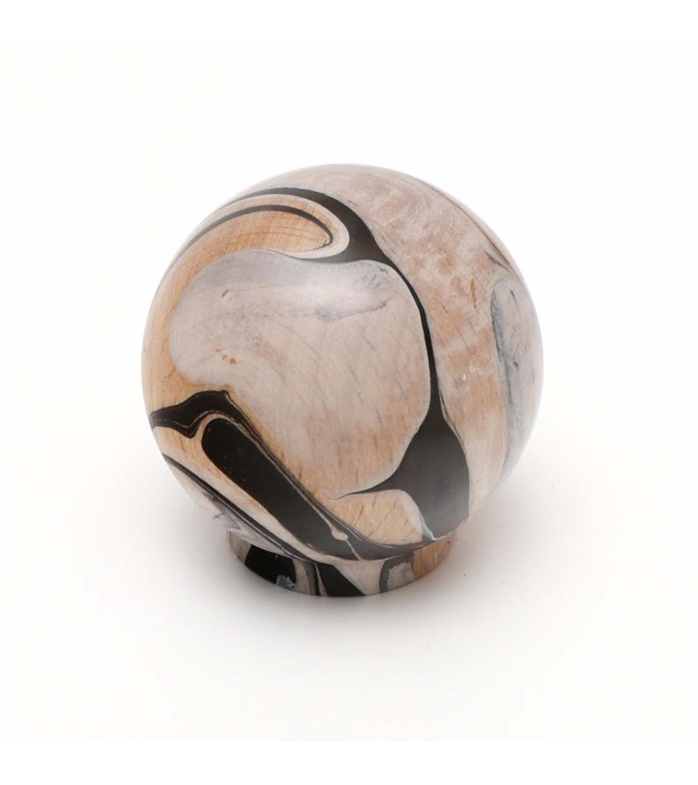 Bouton de meuble en bois de Hêtre Noir Chino -  poignée design