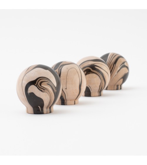 Bouton de meuble en bois de Hêtre Noir Chino -  poignée design