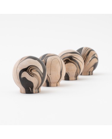 Bouton de meuble en bois de Hêtre Noir Chino -  poignée design