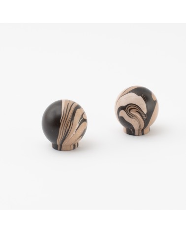 Bouton de meuble en bois de Hêtre Noir Chino -  poignée design