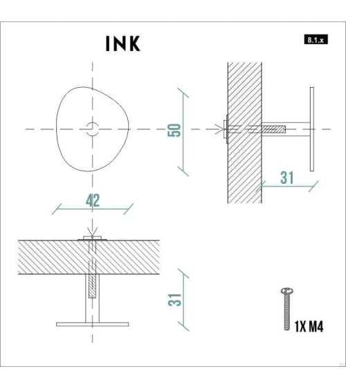 Bouton de meuble INK Blanc