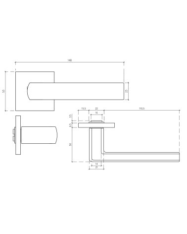 Set Poignée de Porte et Serrure WC Blanche HOSTA - Raffinement absolu