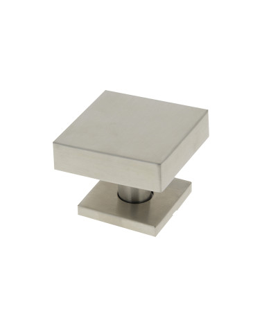 Bouton de Porte Carré 70x70mm Centre en Inox avec Rosace 52mm