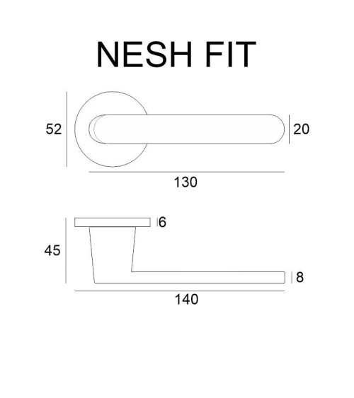 Poignée de porte zamak Nesh quincaillerie design