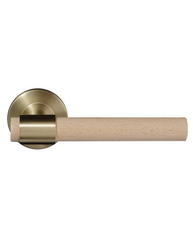 Poignée de porte en bois de hêtre naturel vernis et or satiné - Iraty